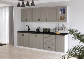 Küche Stilo 260 cm - сlaygrey/weiß - 4 set