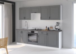 Küche Stilo 250 cm - dustgrey/weiß - 3 Set