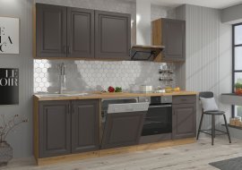 Küche Stilo 250 cm - grau/Artisan Eiche - 2 Set