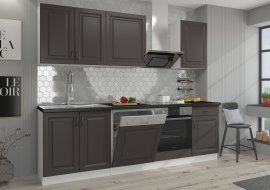 Küche Stilo 250 cm - grau/weiß - 4 Set