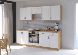 Küche Stilo 240 cm - Weiß/Artisan Eiche - 2 Sets