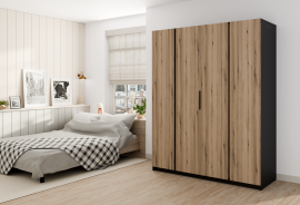 Schrank Kaja 4F - schwarz/Eiche Evoke