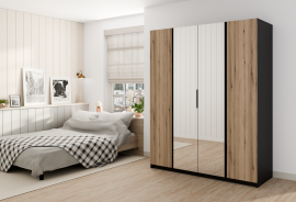 Schrank Kaja 2F 2 - schwarz/Eiche Evoke
