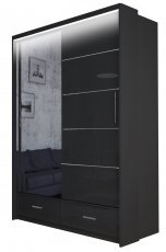 Kleiderschrank mit Schiebetüren Sycylia LED 150 – Schwarz