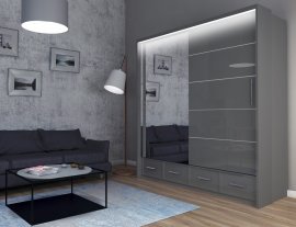 Kleiderschrank mit Schiebetüren Sycylia LED 200 – Grau