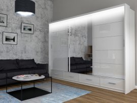 Kleiderschrank mit Schiebetüren Sycylia LED 250 – Weiß