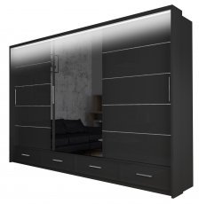 Schiebetür-Garderobenschrank Sycylia LED 250 – Schwarz