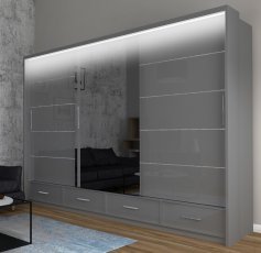 Kleiderschrank mit Schiebetüren Sycylia LED 250 – Grau