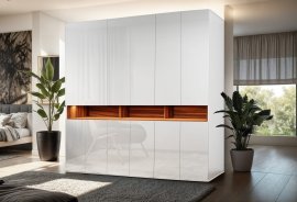 Kleiderschrank Laura 240 cm – Weiß Hochglanz