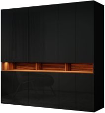 Kleiderschrank Laura 240 cm – Schwarz Hochglanz