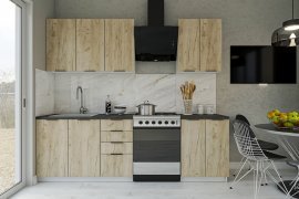 Küche Сraft 180 cm - graue Craft-Eiche