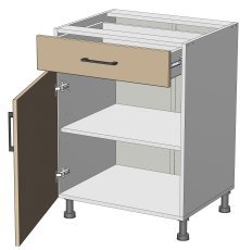 Unteres Element Kvadris - LDD-(1+1)60/82 - Korpus weiß einfarbig