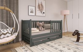 Kinderbett mit zusätzlichem Bett Kaja - 80x200 cm - Graphit