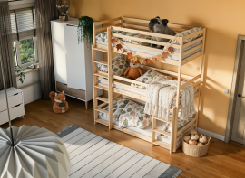 Bett na kat Ted für 3 Kinder - 90x190 cm - Kiefer