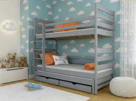 Bett mit Zusatzbett Tomi - 80x160 cm - Grau