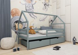 Kinderbett Häuschen Aron - 90x200 cm - grau