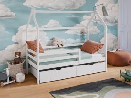 Kinderbett Häuschen Lila - 80x160 cm - weiß