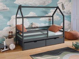 Kinderbett Haus Lila - 80x200 cm - Graphit