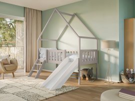 Kinderbett Häuschen mit Rutsche Angel - 80x180 cm - Kaschmir