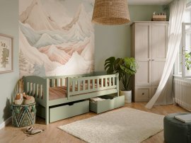 Kinderbett Gucio - 90x190 cm - Oliv