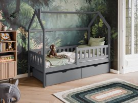 Kinderbett Häuschen Natan - 80x160 cm - grau