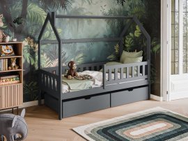 Kinderbett Häuschen Natan - 90x200 cm - Graphit