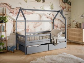 Kinderbett Häuschen Oskar - 80x180 cm - grau