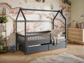 Kinderbett Häuschen Oskar - 90x190 cm - Graphit