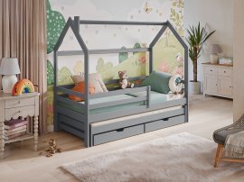 Kinderbett mit Zusatzbett Disney - 90x190 cm - grau