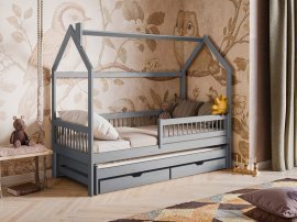 Kinderbett mit Zusatzbett Papi - 80x160 cm - grau