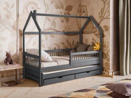 Kinderbett mit zusätzlichem Bett Papi - 80x200 cm - Graphit