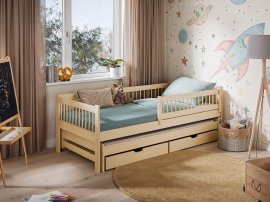 Kinderbett mit Zusatzbett Softi - 80x200 cm - Kiefer