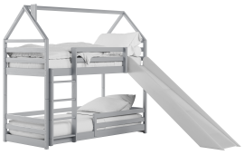 Etagenbett mit Rutsche Play - 80x200 cm - grau