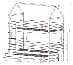 Lano - Etagenbett mit Zusatzbett Dalia – 90x190 cm – Oliv