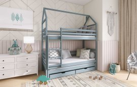 Etagenbett mit zusätzlicher Liege Dalia - 80x160 cm - grau