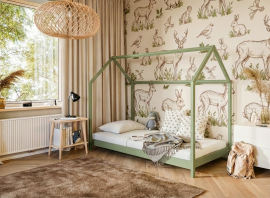 Kinderbett Haus Lucky – 80x180 cm – oliv