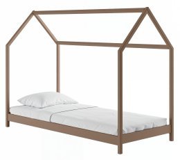 Kinderbett Haus Lucky – 90x200 cm – milchschokoladenbraun