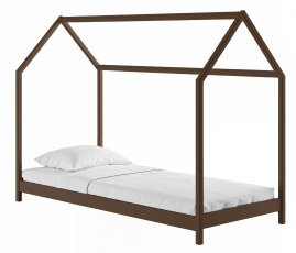 Kinderbett Hausform Lucky – 90x200 cm – dunkel schokoladenbraun
