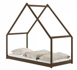 Kinderbett Haus Moris – 80x180 cm – dunkel schokoladenbraun