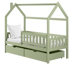 Kinderbett Haus Natan – 90x200 cm – oliv