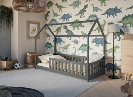 Kinderbett Häuschen Noan – 90x200 cm – graphit