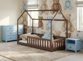 Kinderbett Haus Noan – 90x200 cm – milchschokoladenbraun
