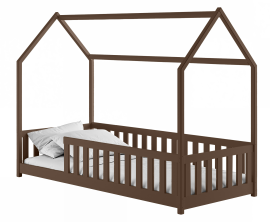 Kinderbett Haus Noan – 90x200 cm – dunkel schokoladenbraun