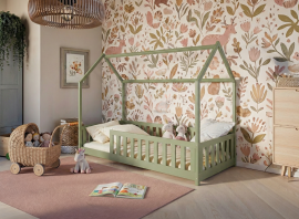 Kinderbett Haus Noan – 90x200 cm – oliv