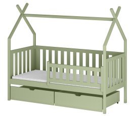 Kinderbett Hausbett Simba – 90x200 cm – oliv