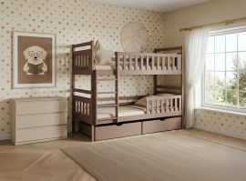 Etagenbett Monika – 80x160 cm – milchschokoladenbraun