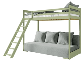 Etagenbett mit Sofa Sofino – 90x200/140x200 cm – Oliv, grauer Stoff Zoom 15 Sage
