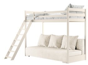 Lano - Etagenbett mit Doppelsitz Sofino – 90x200/140x200 cm – Creme, beigefarber Stoff Poso 38