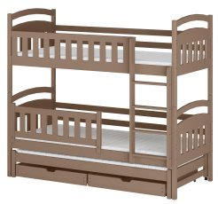 Etagenbett mit Zusatzbett Blanka – 80x160 cm – milchschokoladenfarben