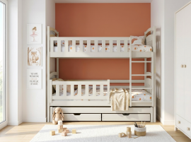 Etagenbett mit Zusatzliege Blanka – 80x180 cm – creme